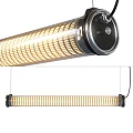 Two Modern Long Pendant Lights With Metal Frame And Warm Glow Hanging