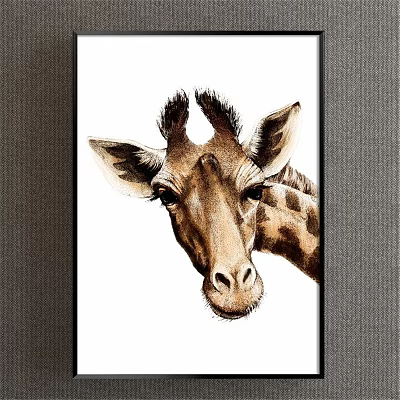 Nordic Animal Painting Brown Children's Room Animal Giraffe Decorative Painting 3d model