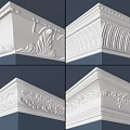 Different Crown Molding Corner Styles with Decorative Patterns for Interior Design 3d model