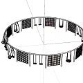 Circular Playground Equipment With Red Frame Netted Fences And Multiple Swings