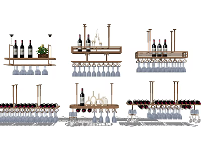 Modern Wine Cabinet Design With Multi tiered Shelves And Wine Glass Racks 3d model