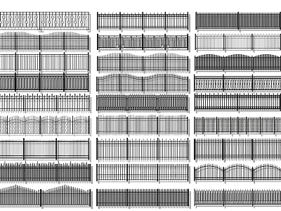 Various Decorative Metal Fence Designs With Ornate Patterns And Different Styles 3d model