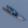 Hardware Tools Set With Utility Knife And Various Pliers Featuring Blue Black Handles 3d model