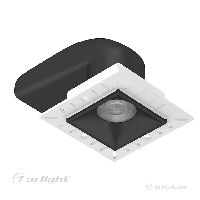 Square Black And White Downlight Spotlight With Recessed Design And Trim 3d model 