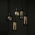 Modern Glass Pendant Lights Hanging With Black Cords And Smoky Finish
