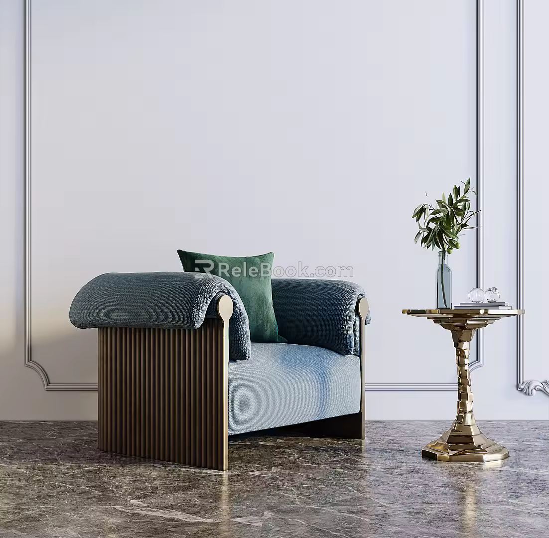 Modern single sofa single sofa side table 3d model