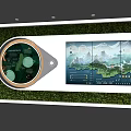Ecological Protection Display Wall Interior Design With Regional Map Data Charts And Green Elements
