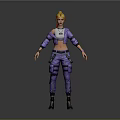 Casual Daily Clothing Outfit With Purple Cargo Pants White Jacket And Black Boots