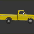 Yellow Vintage Single Cab Pickup Truck With Open Truck Bed And Shiny Exterior