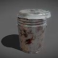 Vintage Metal Trash Can With Lid And Rustic Texture Design 3d model