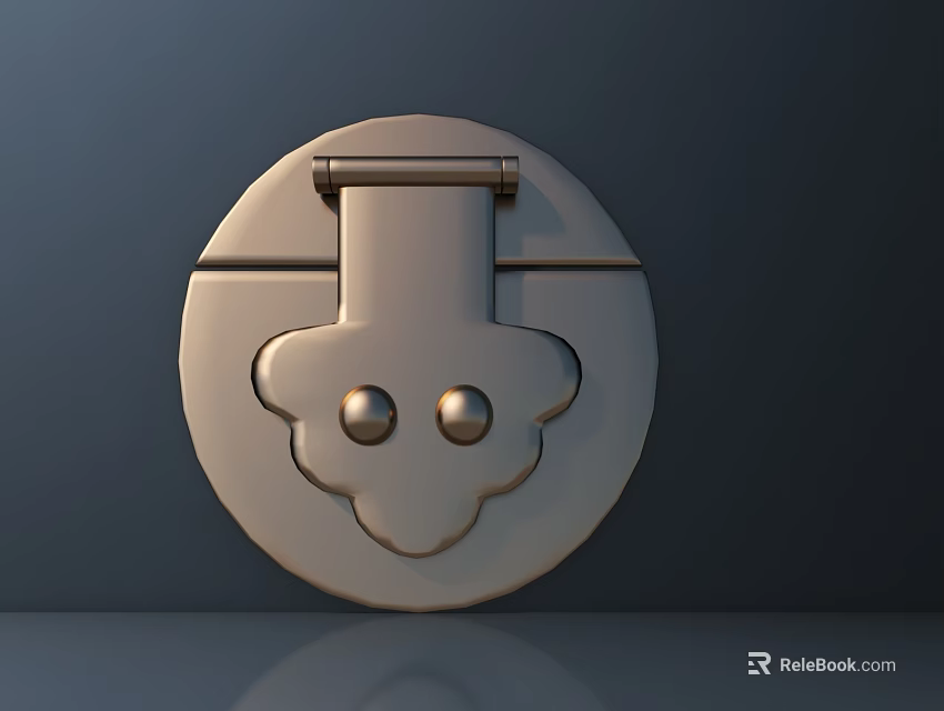 Durable Metal Hardware Lock Catch With Circular Design And Flower Shaped Rivets 3d model