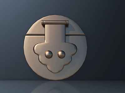 Durable Metal Hardware Lock Catch With Circular Design And Flower Shaped Rivets 3d model