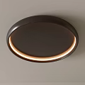 Elegant Modern Round Black Ceiling Light With Warm Yellow Glowing Edge 3d model