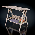 Wooden Canopy Swing Chair With Bench Style Seat And Outdoor Cushion For Garden Patio