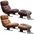Modern Tufted Upholstered Leisure Lounge Chair In Multiple Colors With Sturdy Metal Base And Footstool