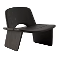 Black Wooden Leisure Chair With Modern Minimalist Design And Hollow Backrest