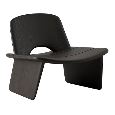 Black Wooden Leisure Chair With Modern Minimalist Design And Hollow Backrest 3d model