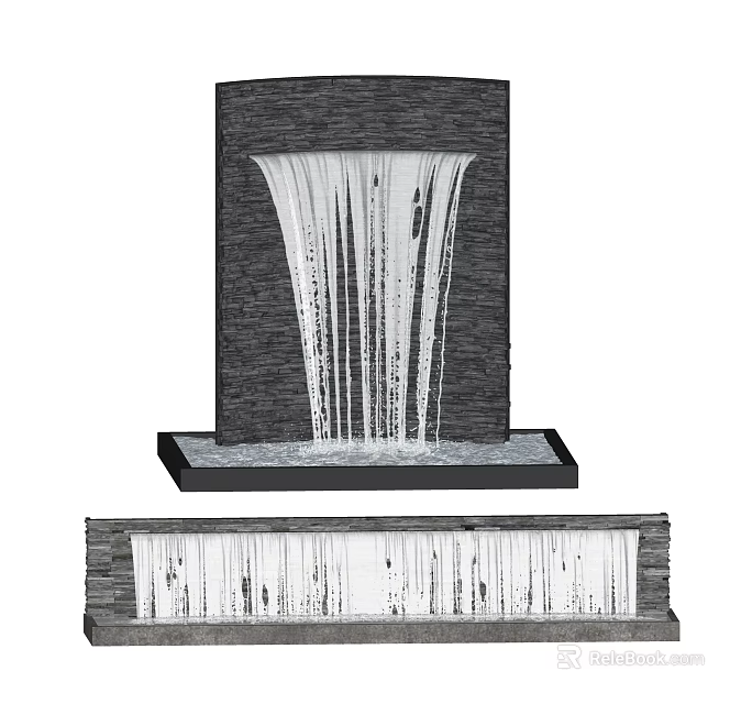 Garden Ornament Stone Waterfall Fountain With Flowing Water And Stone Base Design 3d model 