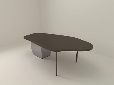 Contemporary Entertainment Table With Black Irregular Top Slim Legs And Silver Base 3d model