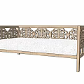 Chinese Style Multi Person Sofa With Carved Wooden Frame And White Cushion
