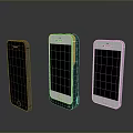 Three Different Colored Smartphones Displaying App Icons On Gray Background With Reflection