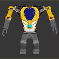 3D Yellow And Gray Robot Character With Blue Face Mechanical Arms Legs