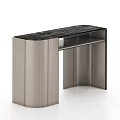 Modern Elegant Dressing Table With Marble Top And Wooden Frame Lower Shelf