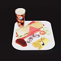 Delicious Chicken Wrap With Fries Cola Drink Tomato Slices And Ketchup On White Tray