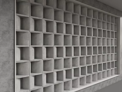 Modern Gray Square Grid Background Wall Design With Concrete Texture And Structured Pattern 3d model