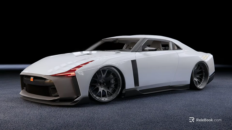 White Modern Sports Car With Sleek Design Large Wheels Red Taillights And Black Accents 3d model 