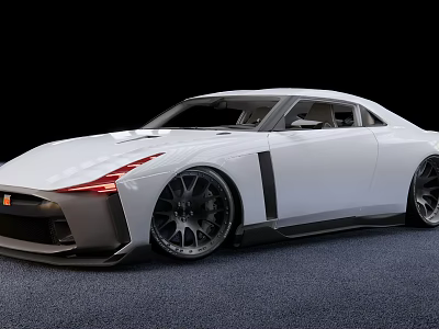 White Modern Sports Car With Sleek Design Large Wheels Red Taillights And Black Accents 3d model
