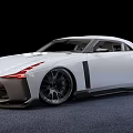 White Modern Sports Car With Sleek Design Large Wheels Red Taillights And Black Accents