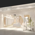 Elegant Modern Clothing Store With Arch Design Display Mannequin And Green Plant