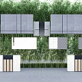 Modern Scenic Feature Wall with Lush Bamboo Backdrop and Geometric Stone Panels