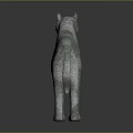Gray and White Dog Game Character 3D Model in Standing Pose with Dark Background