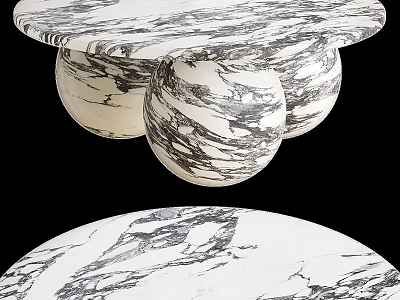 Modern Marble Coffee Table With Round Top And Spherical Base Design 3d model