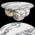 Modern Marble Coffee Table With Round Top And Spherical Base Design
