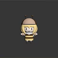 Cute Bee Themed Cartoon Character With Blonde Hair Striped Outfit And Hat Antennae