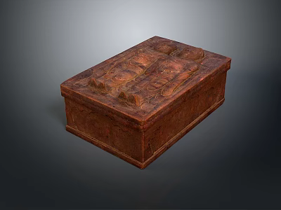 Brown Wooden Storage Box With Carved Design For Home Organization And Decor 3d model