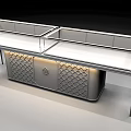 Luxury Jewelry Display Counter With Gold Frame Orange Cabinet White Top And Glass Cover
