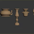 Brass Metal Decorative Ornament Set with Elegant Shapes and Glossy Finish