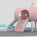 Pink Playground Equipment with Stairs Slide and Blue Ball Pit for Kids Fun Play Area