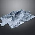 3D Mountainous Terrain Model With Digital Elevation And Textured Surface Features