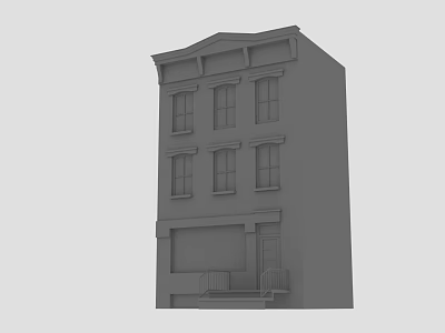 Three Story Architectural Building Model With Classic Windows And Ground Floor Entrance 3d model
