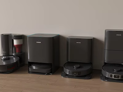 Row of Smart Robotic Cleaning Machines with Modern Design for Home Floor Care 3d model