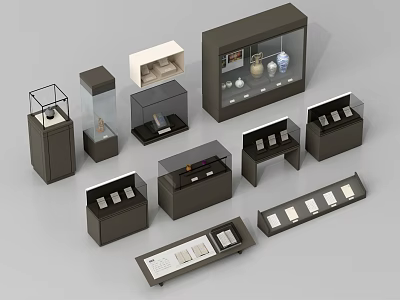 Modern Display Cabinets And Shelves With Glass Doors For Exhibiting Items 3d model