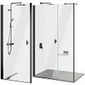 Shower Sauna Modern Glass Enclosure Design With Shower Heads And Storage Shelves