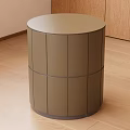 Olive Green Round Top Side Table With Segmented Panels On Wooden Floor 3d model