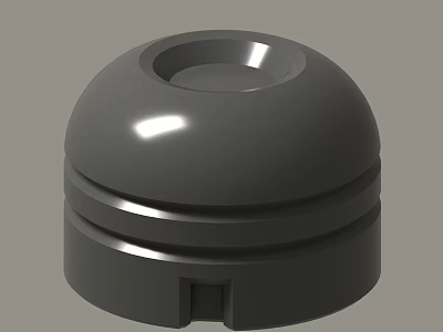 Gray Cylindrical Mechanical Component With Hemispherical Top Circular Hole And Ringed Base 3d model