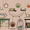 Cozy Indoor Outdoor Furniture Collection With Hanging Chairs Hammock And Wicker Seats